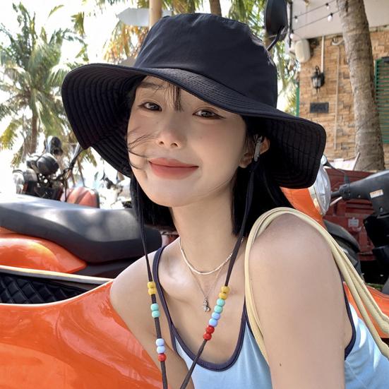 

Women Fisherman Hat UV Protection Wide Brim Breathable Foldable Windproof Adjustable Strap Outdoor Sun Cap Gardening Fishing Travel Hat