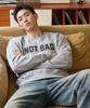 TENBLADE Premium Double-Sided/Fleece-Lined Not Bad Semi-Overfit 4-Color Lettering Sweatshirt (Type B)
