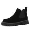 Martin Boots Men's 2025 New Men's Shoes Chelsea Tooling Shoes Men's Short Boots Fleece High-top Shoes Winter Flip Leather Shoes