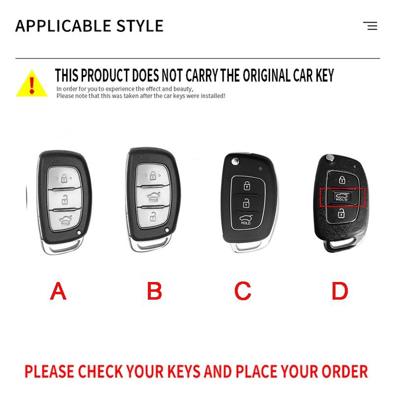 Zinc Alloy+Leather Car Key Case Cover Shell For Hyundai Elantra Tucson I40 I20 I10 Ix35 Ix45 Creta Santa Fe H-1 Auto Accessories