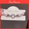 Geometric Zircon Artificial Pearl Bracelet With Silver Finish For Womens Fashion Accessories
