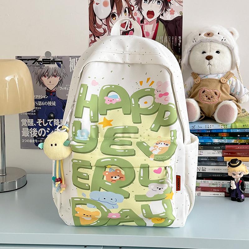 Cartoon Cute Rabbit Elephant Koala Dog Animal Letter Printed Backpack Student