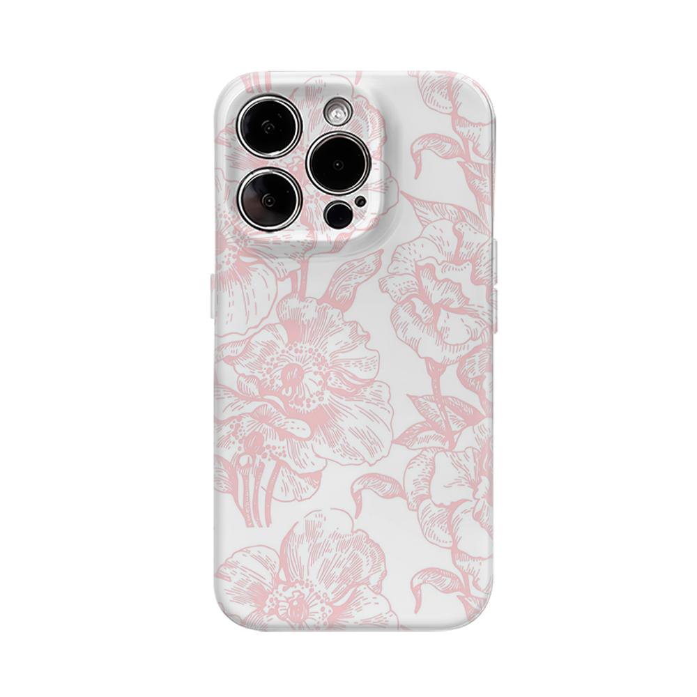 Růžový květ bílý kryt na telefon pro iPhone 16 15 14 13 12 11 X XS XR XSMAX 7 8 Pro Max Plus dvouvrstvý zadní kryt