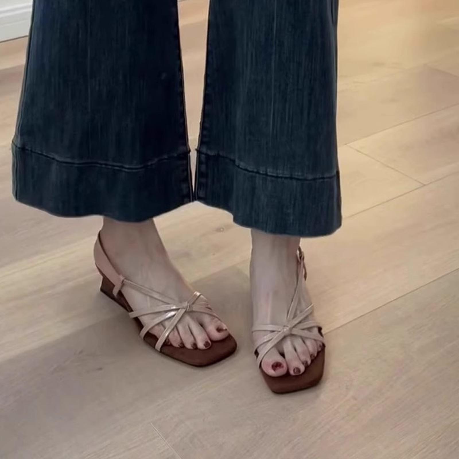 Women s Summer French - Square Toe Heeled Sandals 37
