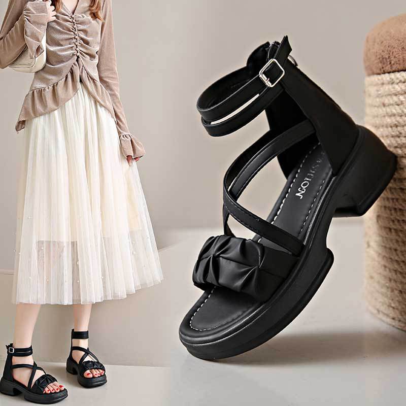 

Sandals women s summer shoes new versatile soft-soled fashion women s flat-soled students with skirt shoes 40 чёрный