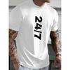 Men'S Summer Casual Short-Sleeve T-Shirt with a 24/7 Design, Versatile And Trendy, Perfect for Wearing At Home Or Out