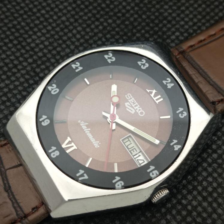 USED VINTAGE SEIKO 5 AUTOMATIC 6309A JAPAN MENS D/D BROWN WATCH 608i-a316860-2 SKU608i-a316860