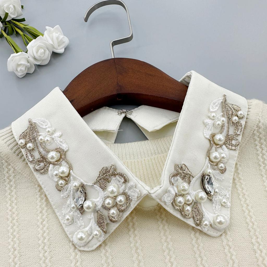 Women's Clothing, Versatile Fake Collars, Autumn and Winter Embroidered Fake Collars, Handmade Beads, Fake Collars, Manufacturer