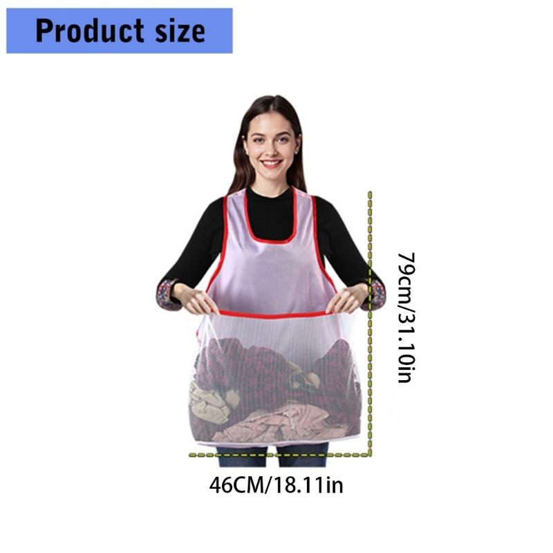 Large Capacity Laundry Apron with Ergonomic Shoulder Straps Oxfords Fabric Pocket for Clothes Drying Organizers