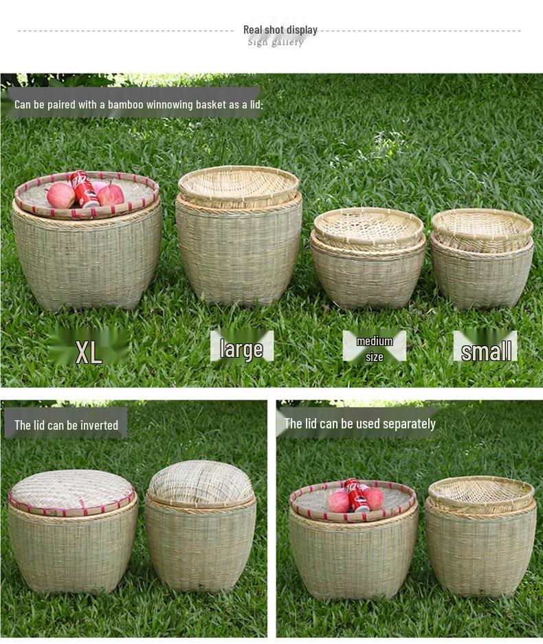Bamboo Woven Large Winnowing and Rice Washing Basket - Multi-Purpose Storage and Farmer's Celebration Basket