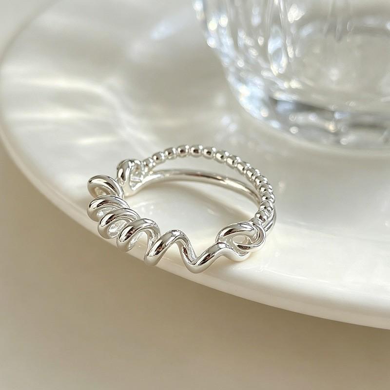 VENTFILLE 925 Sterling Silver Retro Double layer Twisted Pattern Ring For Women Ins Versatile Party Gift Jewelry New Trendy