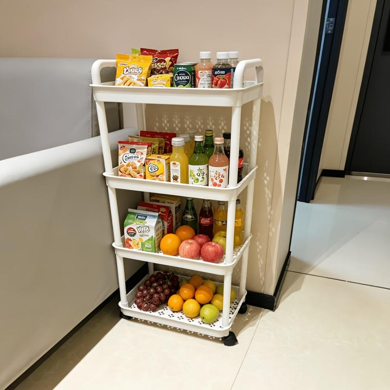 1 PCS multi-purpose Four Story Movable Storage Rack Kitchen Bathroom Rack Living Room Bedroom Floor Multi-layer Storage Cart