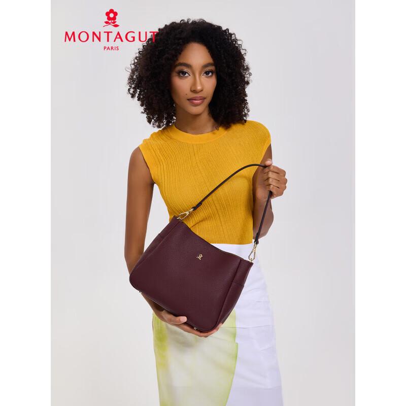 Montagut Genuine Leather Bucket Crossbody Bag