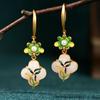 Influencer-Recommended Chinese Enamel Imitation Jade Clover Earrings