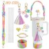 Water Bottle & Cup Accessories for Stanley Cup Accessory Set Hand-made Straw Cap Case Charm Chain Pendant Cup Cover Party Gift