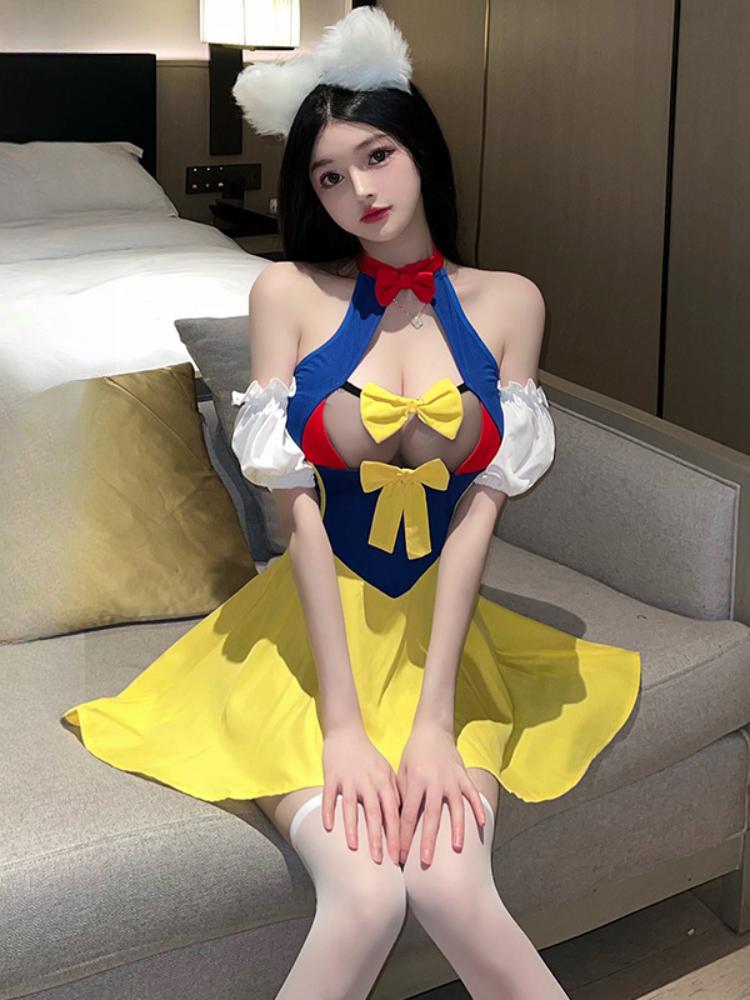 Women Sexy Maid Bunny Girl Costumes Cosplay Babydoll Erotic Lingerie Spaghetti Strap Skirt Set Student Uniform Party Club Outfit