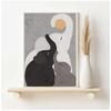 Abstract Boho Plant Leaf Cat Canvas Poster Wall Art Print Minimalist Animal Paintings for Living Room Decoration Gift