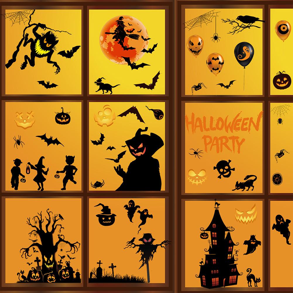 9 Sheets 72pcs Halloween Window Stickers Decals Halloween Decorations For Home Indoor Window Glass Door Wall Decor
