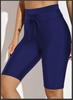 Shiying 2024 Women's Quick-Dry High-Waist Swim Trunks - European & American Style, Conservative Solid Color Boxer Briefs
