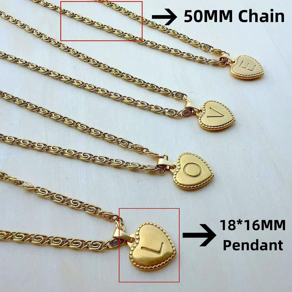 316L Stainless Steel Initial Necklace Letter Heart Pendant Chain For Women Jewelry Accessories
