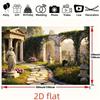 2D Mythical Ancient Garden Backdrop Stone Arches, Statues and Blooms Portrait Studio Background