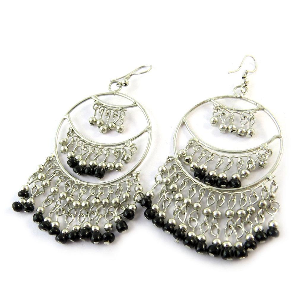 

Les Trésors De Lily [N8352] - Дизайнерские серьги Килиманджаро черное серебро.