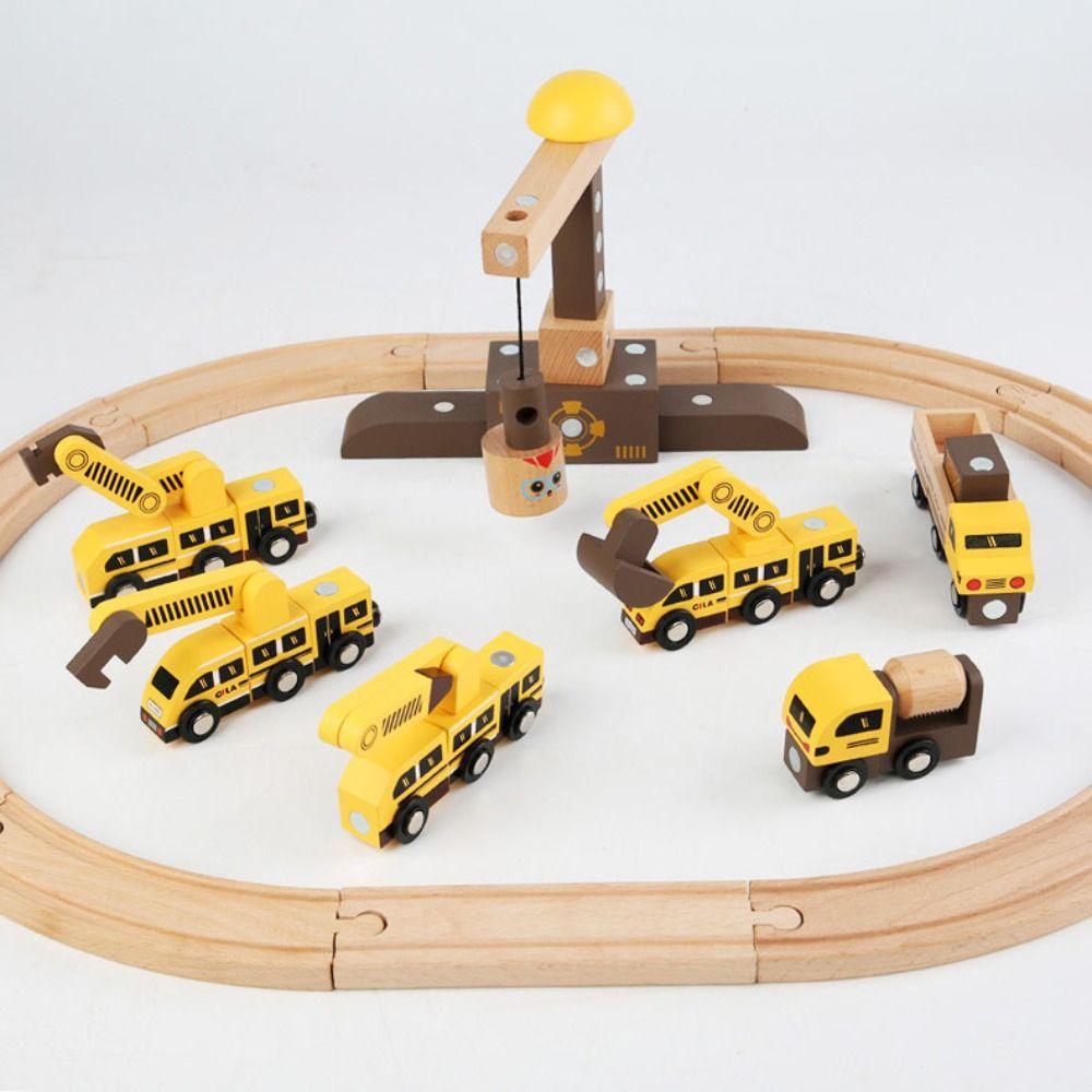 

Combination Robot Track Engineering Small Train Wooden Cross Track Railway Toys Home Decoration 1set