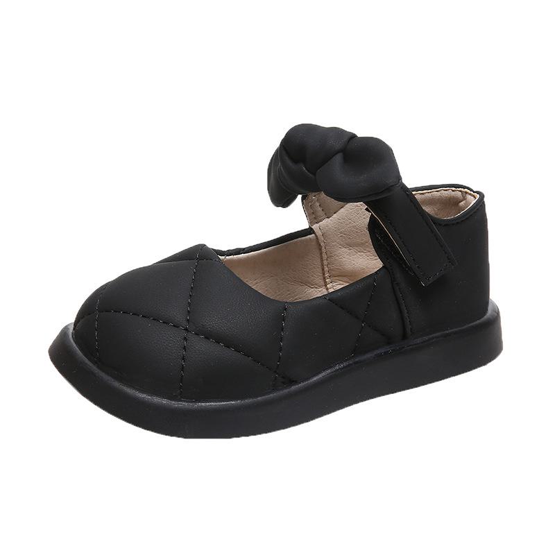 

Кожаные туфли в стиле принцессы для девочек от 1 до 3 лет, дышащая и модная детская обувь Size 25 / 15cm чёрный