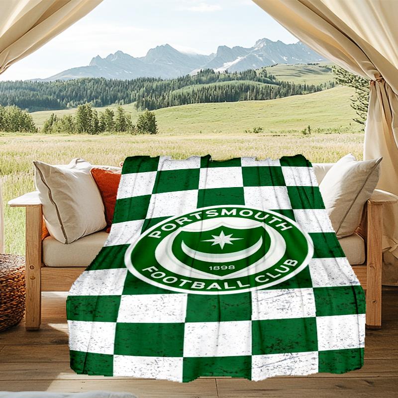 1pz Coperta Morbida in Flanella Stampata Portsmouth F.C. per Camera da Letto Adulto Soggiorno Divano Campeggio Viaggio Regali per Fan Regali di Natale