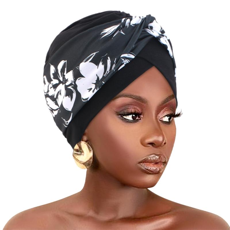 New Twist Knot Floral Print Muslim Turban Women Hijab Chemo Cap Bonnet Strech Indian Headscarf Bandana Chemo Beanies Caps Cover