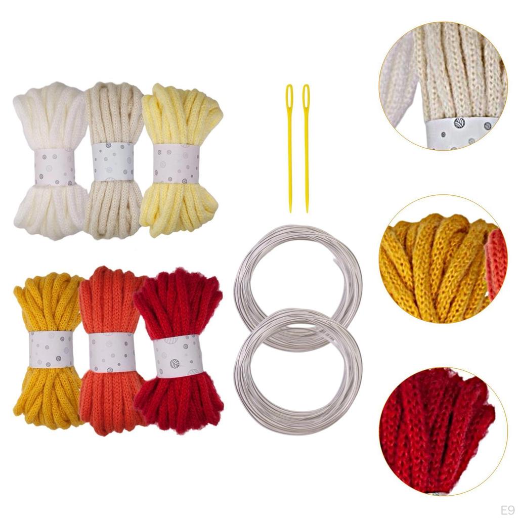 6 Pieces Knitted Yarn Bulky Yarns Crocheting Projects Elastic Arts with 2 Large Eye Neddle, Roll