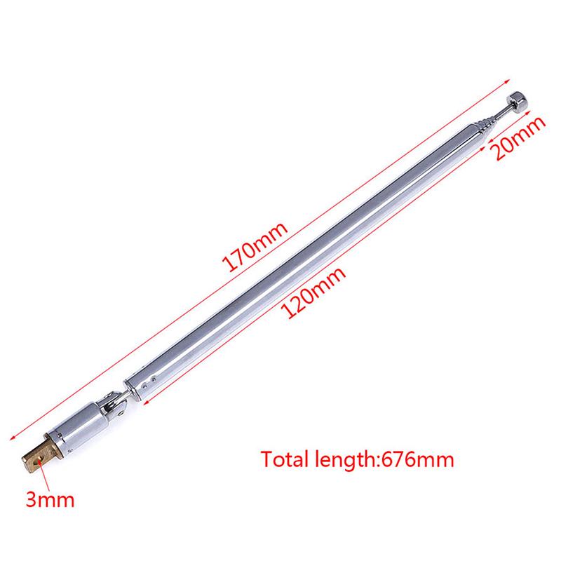 4/7 Sections Telescopic Antenna Aerial for Radio TV Silver Expanded Total Length 765MM
