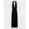Za2024 Summer New Product Women's Clothes Sexy Open Back Ruched Hanging Collar Dress Long Skirt 3152242 800