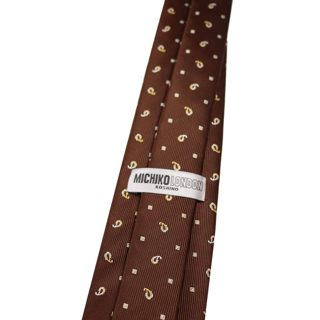 [Michiko London] Wrinkle-resistant bonded fabric with lining for added volume. Made in Japan. KOSHINO brand tie. Check pattern, 100% silk. Unisex.