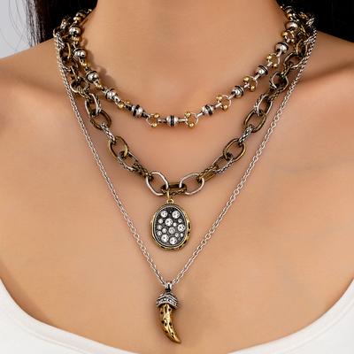 Set Collana a Catena ZA Ciondolo Intarsiato Fatto a Mano Catena per il Collo Catena per la Clavicola