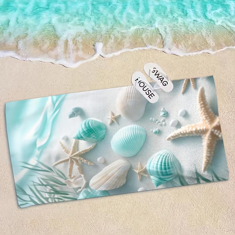 Shell Starfish Oversized Quick Dry Beach Towel, Microfiber Strong Wrap Gift for Family