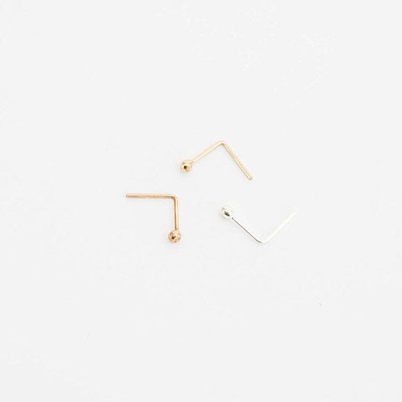 14K 925 Sterling Silver India Nose Studs Non-Allergic Gilded