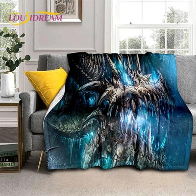 3D Hra World of Warcraft WOW Lich King DH Deku, Měkká přehozová deka pro Domov Ložnici Postel Pohovku Piknik Cestování Kancelář Kryt Děti