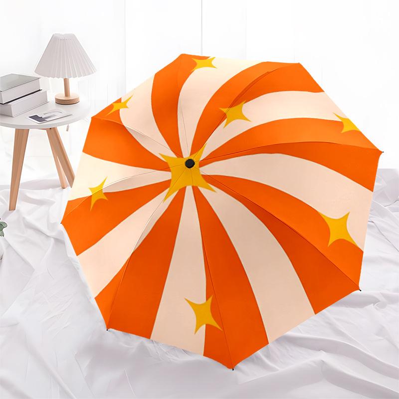 1PC Candy Swirl Automatic Folding Umbrella Portable Collapsible 8-Rib Umbrella for All Seasons, Casual Outdoor Accessory, A33