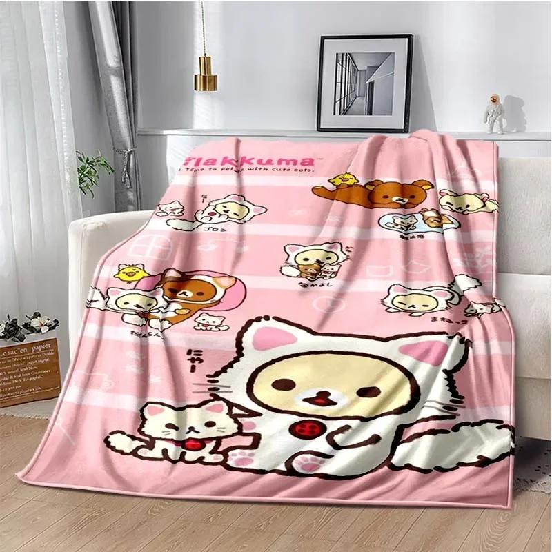 Cartoon Rilakkuma Anime Girls Throws Blanket for Baby Hiking Picnic Bed Super Soft Cute kawaii Flannel Blanket birthday gift