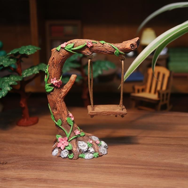1pc Fairy Garden Decor - Vintage Resin Tree Stump with Pink Flowers,Magic Ornament for Patio Succulents &Indoor Desktop Displays