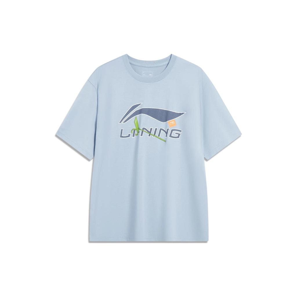 Li-Ning Sports Lifestyle Series Logo Print T-Shirt Men Tops Mist-Blue AHST757-4