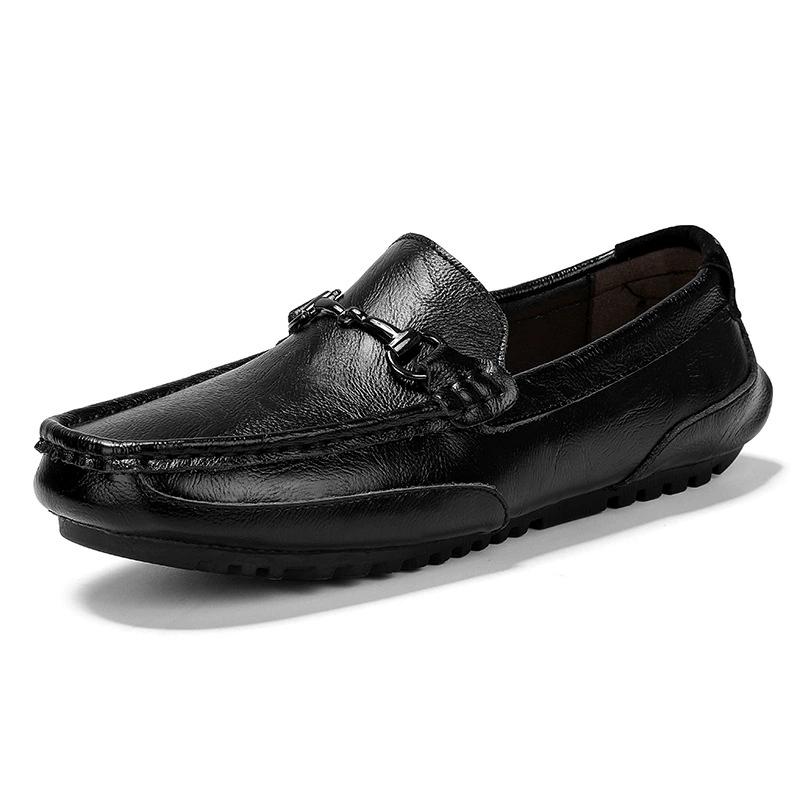 

Spring Summer Men Loafers Casual Leather Man Shoes Simple Mocasines Slip-On Driving Shoes Outdoor Boat Shoes Handmade Lazy Flat 38 чорний