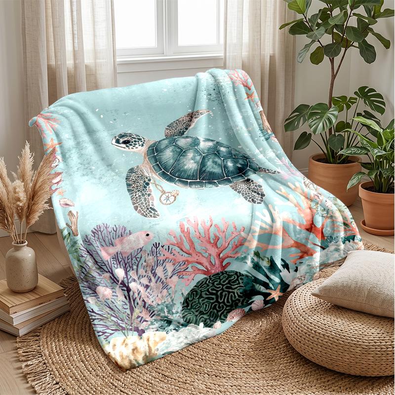 Ocean Life Adventure 53 Theme Blanket Lightweight Warm Flannel Blanket Decorative Throw Blanket for Home Decoration