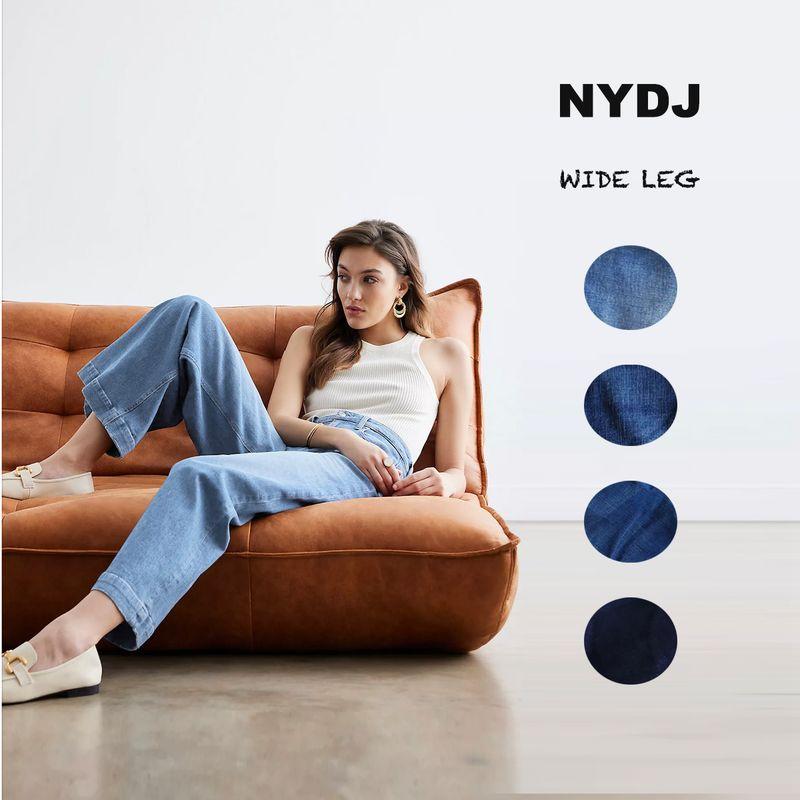 2 Pieces 90% Off NY Classic High Waist Big Straight-Leg Large Wide Leg Wide Leg Loose Cropped High Elasticity High Waist Denim