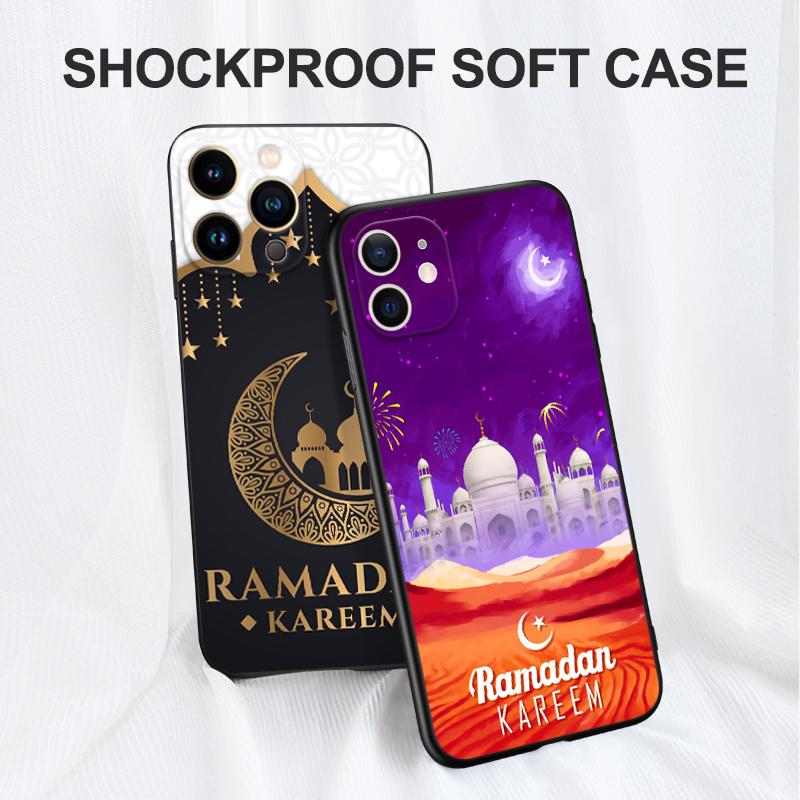 Black Tpu Case for Iphone 5 5s Se 2020 6 6s 7 8 Plus X 10 XR XS 11 12 13 Mini Pro MAX Back Cover Ramadan