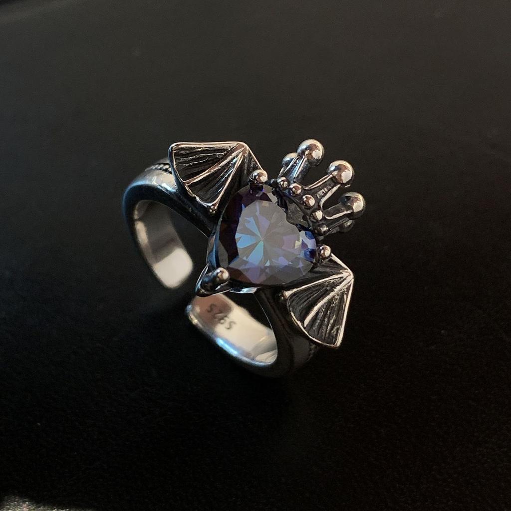 New Arrival Retro Crown Devil Shiny CZ Zircon Star Thai Silver Female Party Ring  For Women Never Fade Cheap Gifts