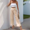 Spring and Summer Women's Pants High Waist Solid Color Commuter Style Nine Points High Waist Wide Leg Pants