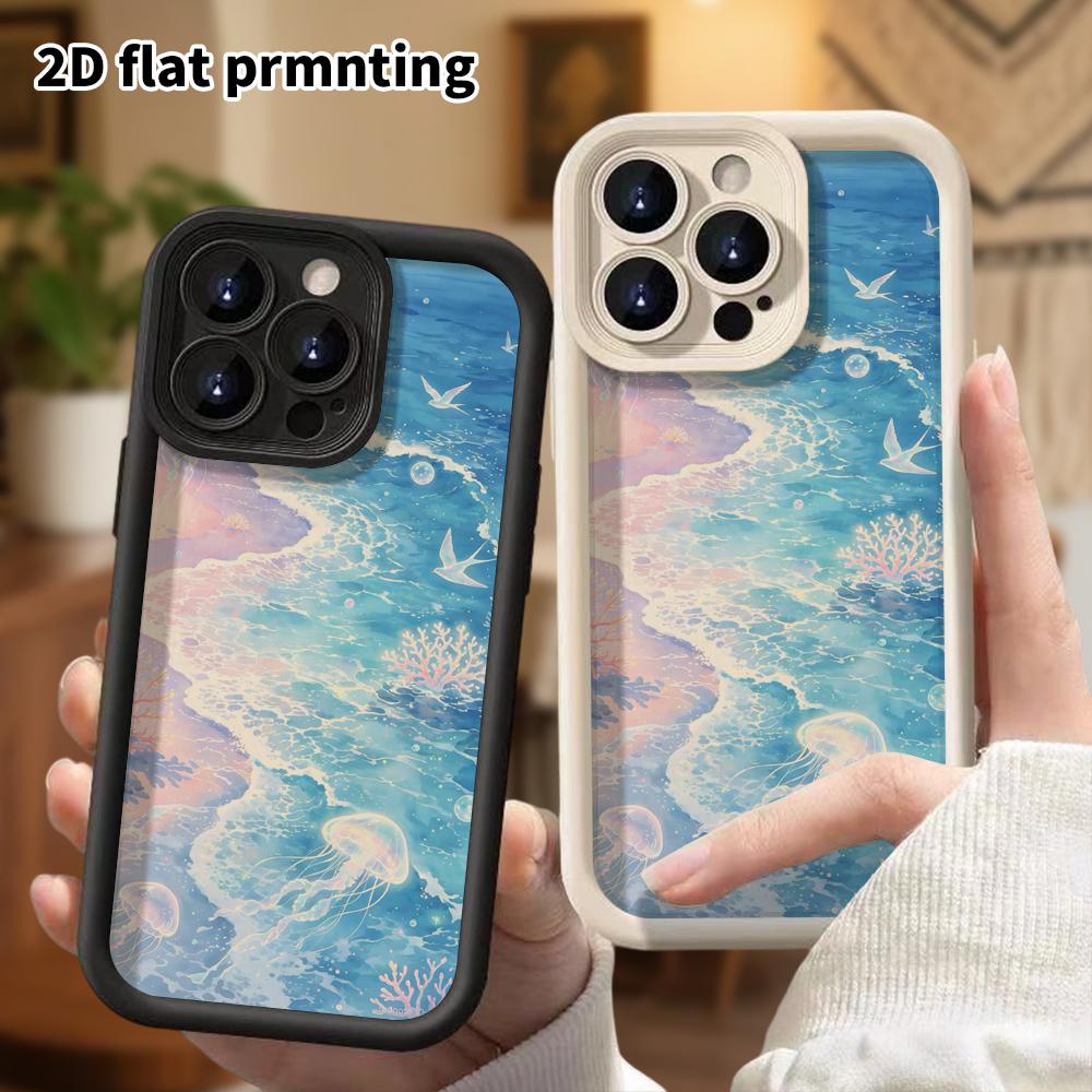 Phone Case: 2D Flat Design Suitable for iPhone 18, 17, 16, 15, 14, 13 Pro Stepped Protective Case, Dreamy Coast, Halloween Gift