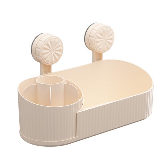 Nástěnný úložný box Organizér na štětce na make-up Velká kapacita Otočný o 360 stupňů Koupelnový úložný regál s přísavkou